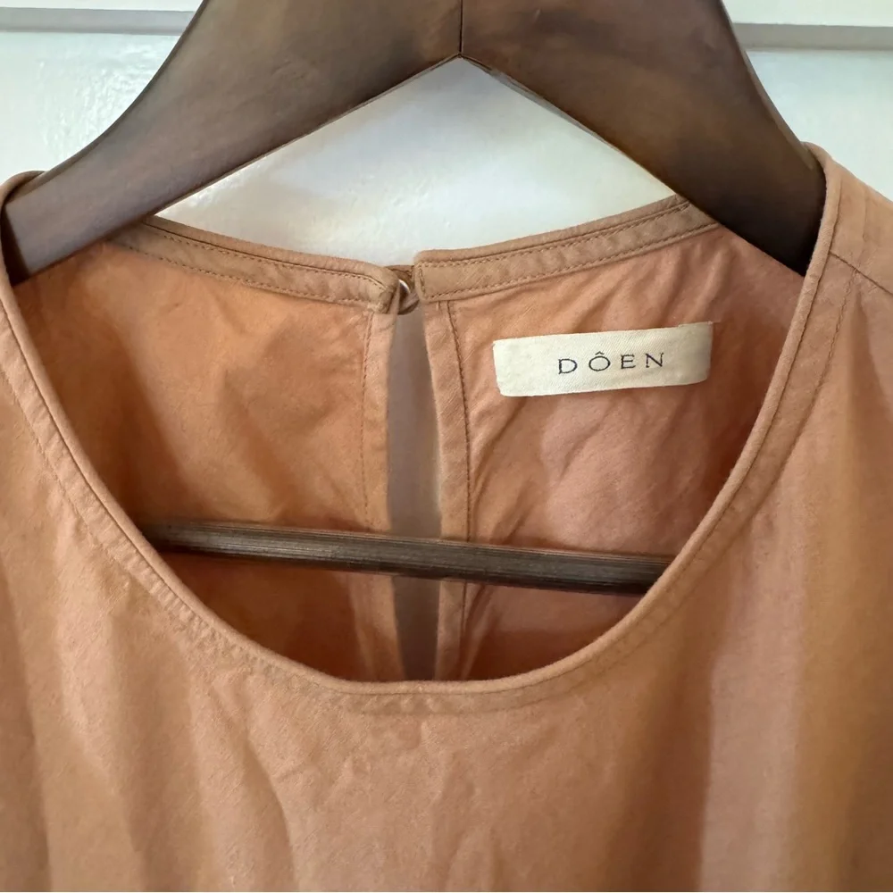 DOEN Tan Dress with Ruffles and Assymetrical Hem - Picture 3 of 3